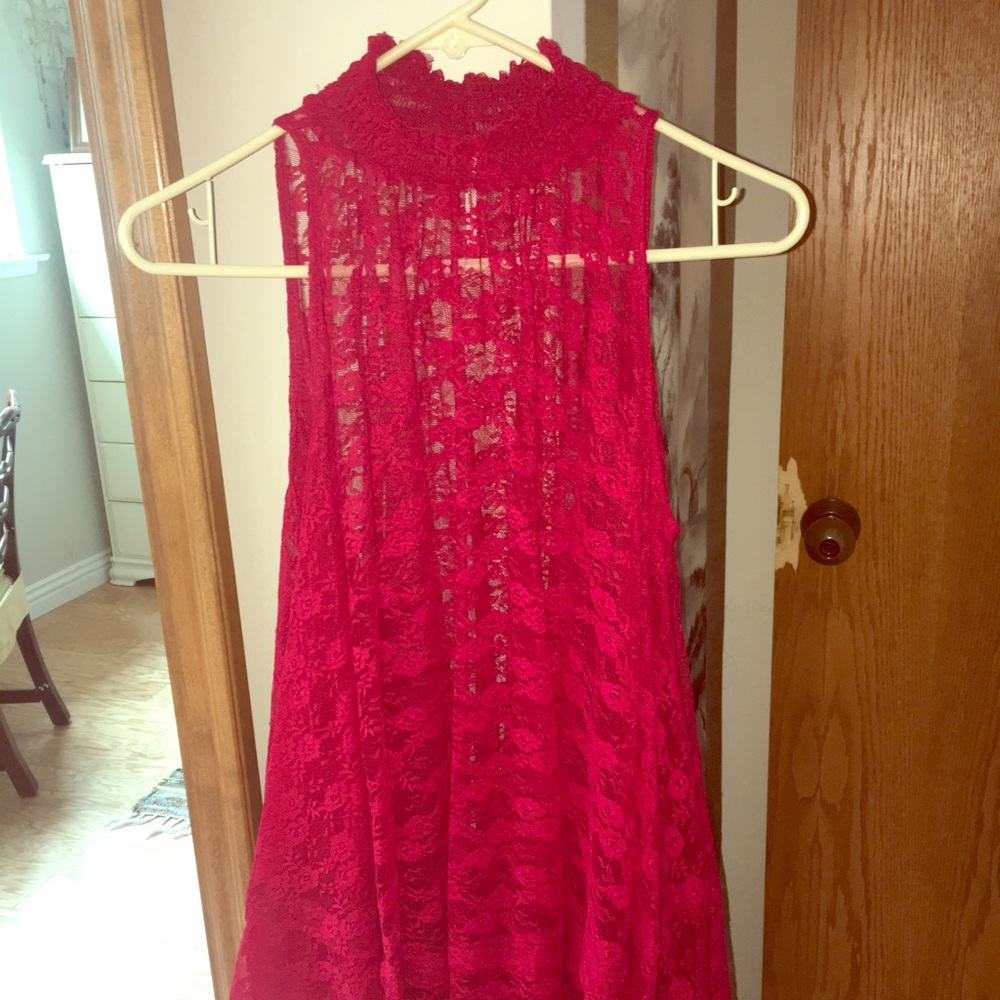 Free people lace mock neck tank